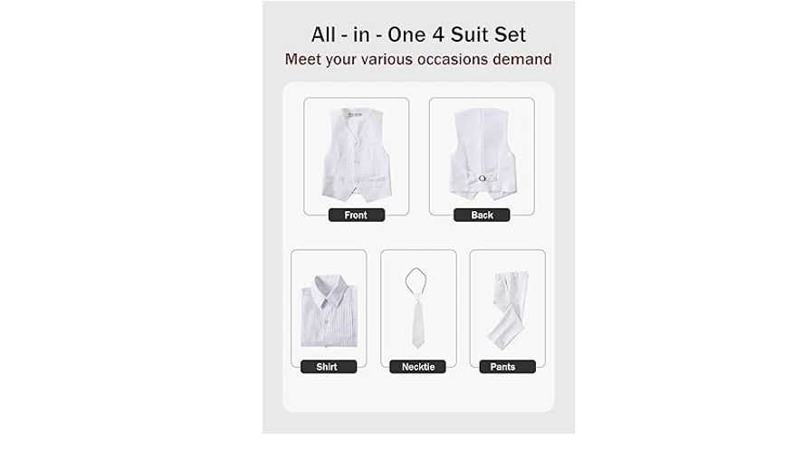 YuanLu Boys' First Communion Suits Vest and Pants Set with Dress Shirt, 3T - Image 4 of 4