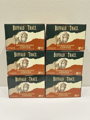 6 NEW BOXES Buffalo Trace Bourbon Infused Coffee K-Cup Pods (60 Cups Total)