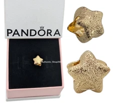 NEW 100% Authentic PANDORA Gold Pl Shining Textured Star Mini Charm 764050C00
