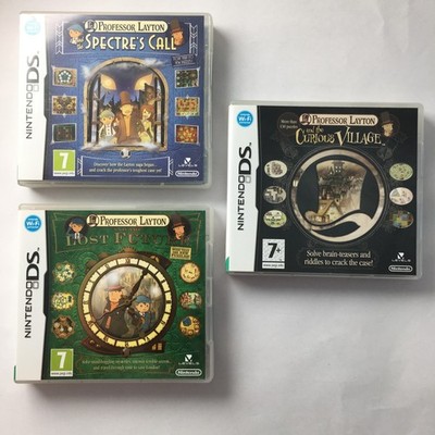 3 x Professor Layton Games: Curious Village + Lost Future + Spectre's Call DS