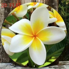Floral Print Farmhouse Round Wall Sign Bright Yellow White