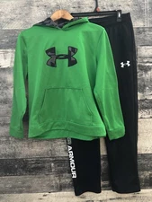 Under Armour 2pc Boys Sweatshirt Hoodie & Pants Set Size XL 18/20 Green Black
