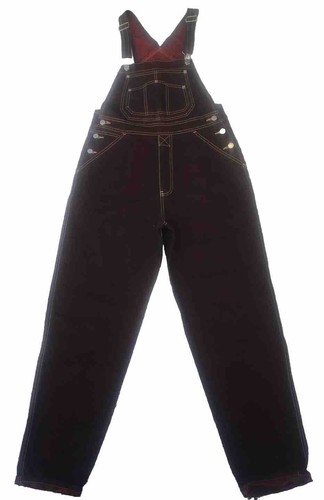 Vintage London London Damen Gr. M Denim Latzhose irisierend burgund schwarz ��
