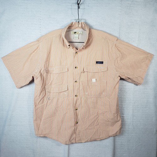 Joe Marlin Vented Shirt Mens L Large Orange Check Fishing Short Sleeve Button Up - Bild 1 von 10