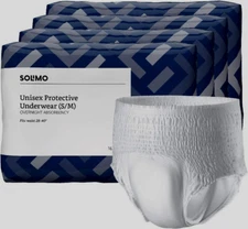 Solimo Incontinence Underwear Unisex Overnight Absorbency S/M 16 Ct (4 pack)