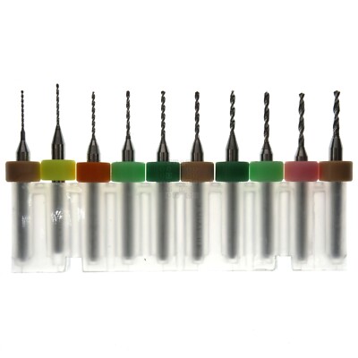 XCAN PCB/Circuit Board Micro Carbide Drill Bit Set, 10-Pieces, 0.6-1.5mm