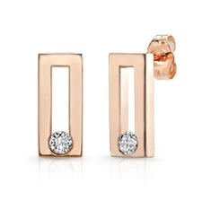 Dafina Classic Studs in 14K Rose Gold with Diamonds Earrings