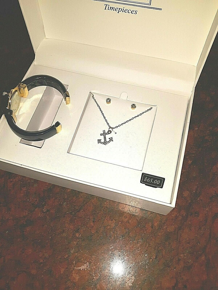 L Co. Timepiece Watch 4 piece set New watch earrings anchor pendant