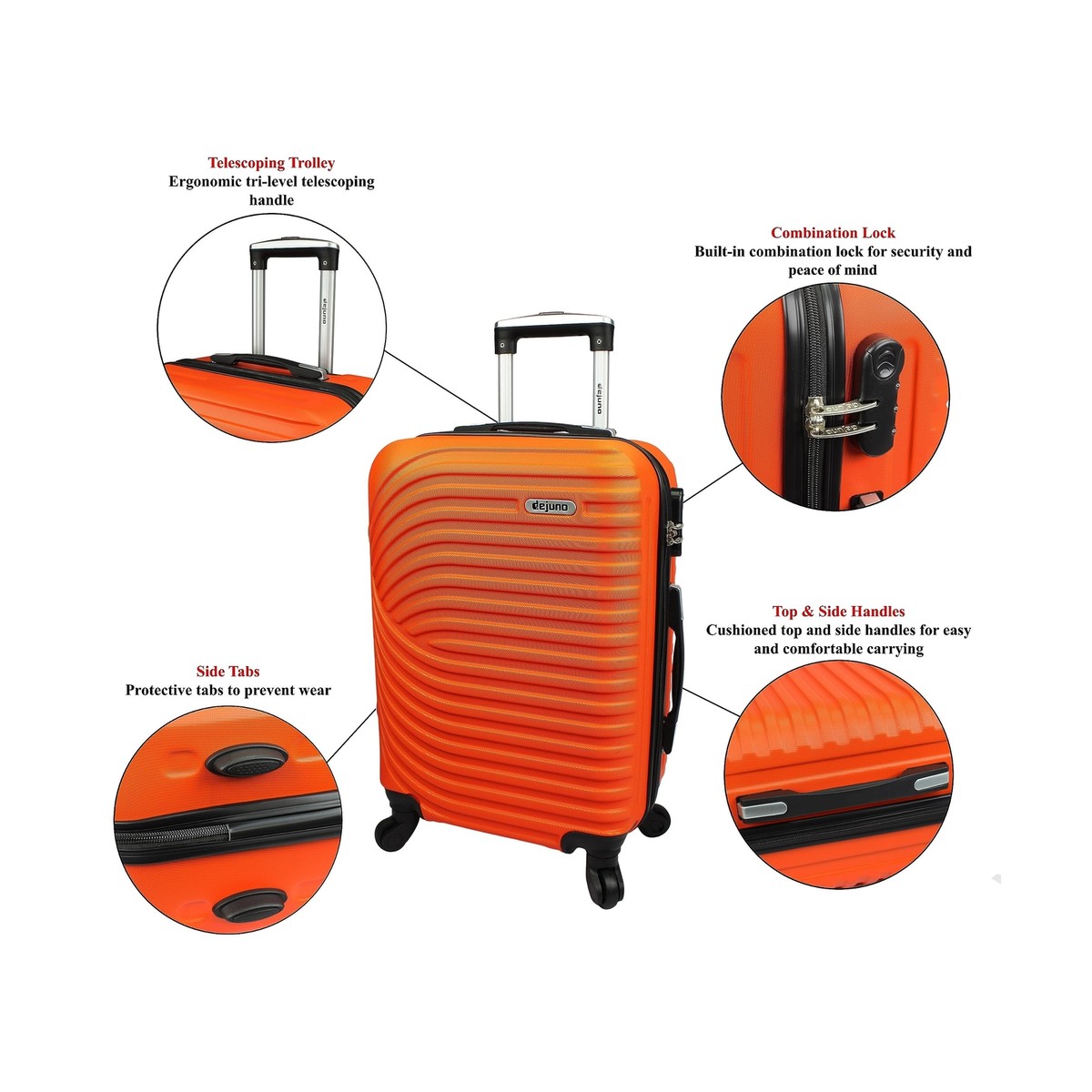 Dejuno Craft Hardside 3-Piece Spinner Luggage Set, Orange