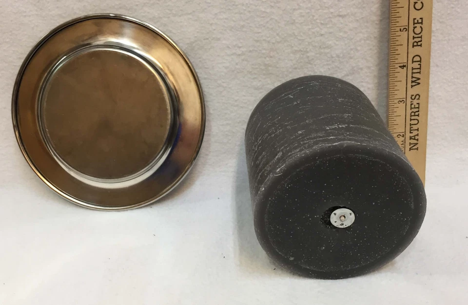 Candelabro y soporte de pilar placa de acero inoxidable gris ahumado 4" aroma a lino fresco Foto 3 de 3