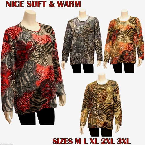 Womens Ladies Long Sleeve Flannel Type Top Nice Soft & Warm Shirt Winter Blouse - Picture 10 of 17