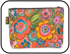 Laurel Burch 8652A Blooming Floral Bag Wristlet 8"x1"x5.5" Neoprene-Like Fabric