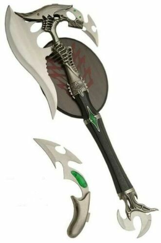 Alien Warrior Fantasy Battle Axe w/ Dagger & Plaque New - Picture 2 of 3