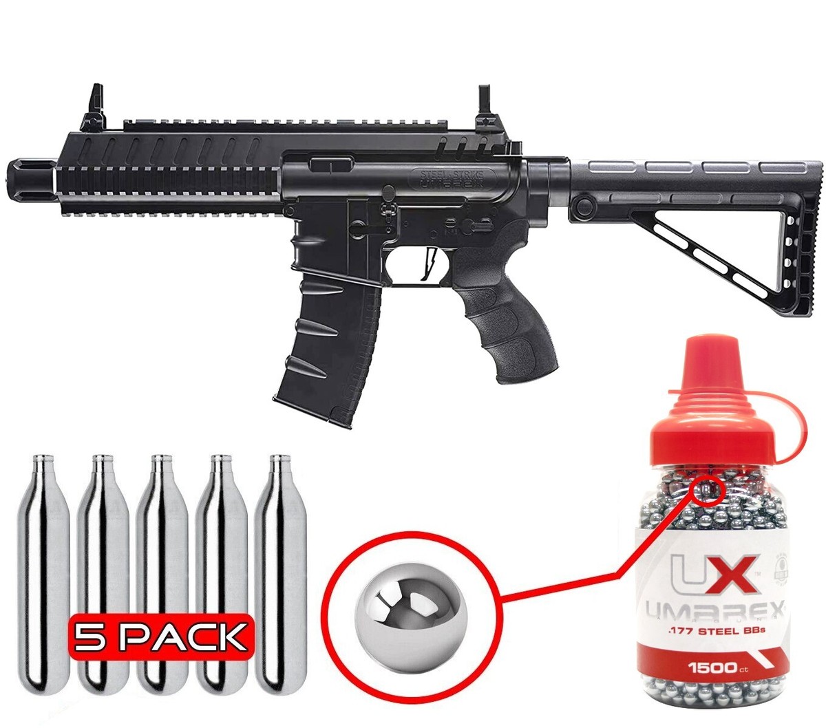 System７／STI strike gun（HW） Umarex Steel Strike .177 Cal Air Gun Rifle w/ BB Jug & CO2