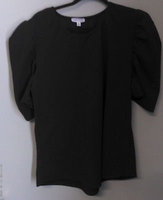C'EST LA VIE THAT'S LIFE WOMENS BLACK TOP WITH PUFF SLEEVES SIZE XL