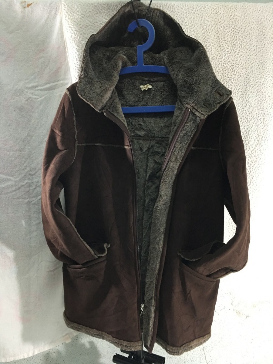 Authentic MEN'S MELROSE Leather Wool On Dark Brown Coat Jacket Size L