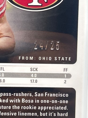 2019 Panini Obsidian Electric Etch Green #140 Nick Bosa /25 - Picture 3 of 3