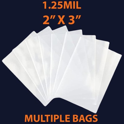 1.25Mil, 2'' X 3'' | LDPE Clear Flat Poly Bags, Flexible & Durable | Multiple Bags