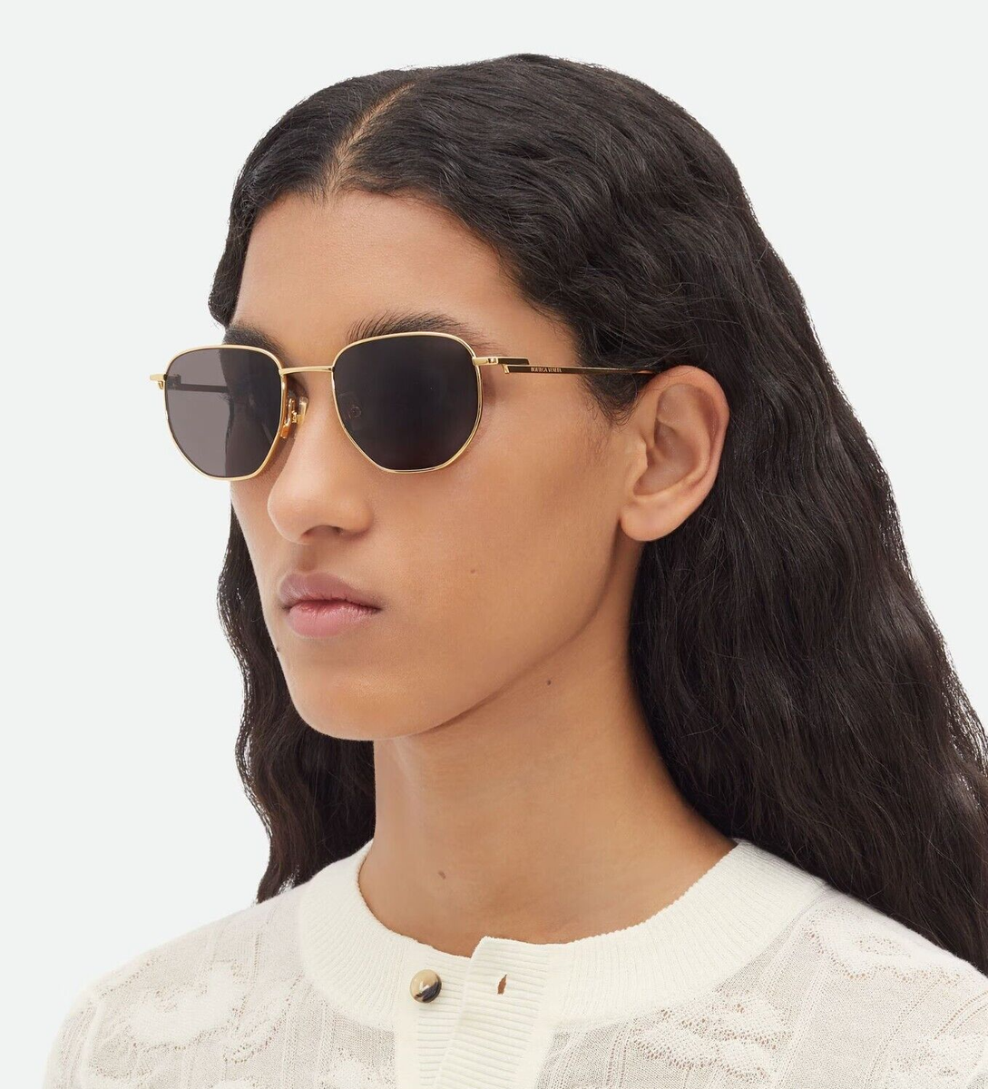 【関税&送料込み】Bottega Veneta Split Panthos Sunglasses Bottega Veneta Women Sunglasses Gold Grey Split Panthos