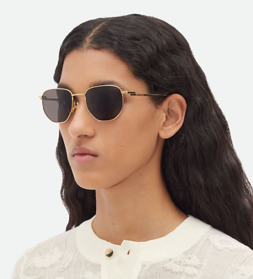 Bottega Veneta BV1301S 001 BRAND NEW Sunglasses Gold Grey Split Panthos Unisex Bottega Veneta Men Sunglasses Gold Grey Split Panthos  main image 2