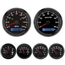 6 Gauge Set 85mm GPS Speedometer 0-160MPH Turn Signal High Beam Waterproof
