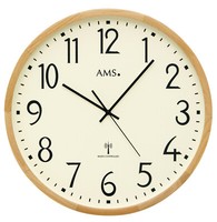 Ams 5534 Wanduhr Funk Funkwanduhr Analog Holz Buche Massiv Rund