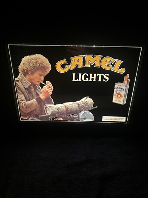 camel cigarettes mirror VINTAGE CAMEL LIGHTS CIGARETTES LIGHT UP WOOD FRAMED MIRROR SIGN