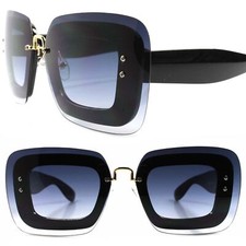 Gorgeous Elegant Retro Style Foxy Womens Large Oversized Black Square Sunglasses