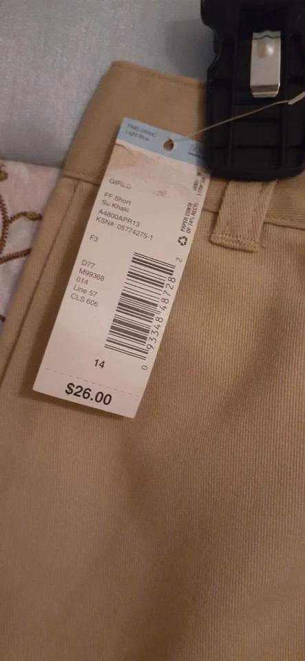 - Pantalones Cortos Uniforme Escolar Caqui Niñas Dockers Talla 14 Cintura Ajustable Regular $26 ¡NUEVO CON ETIQUETAS! - Foto 3 de 4