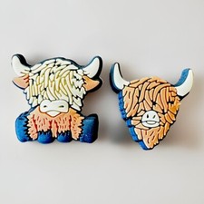 Set 2 Croc Jibbitz Silicon Shoe Charms Highland Cow 1