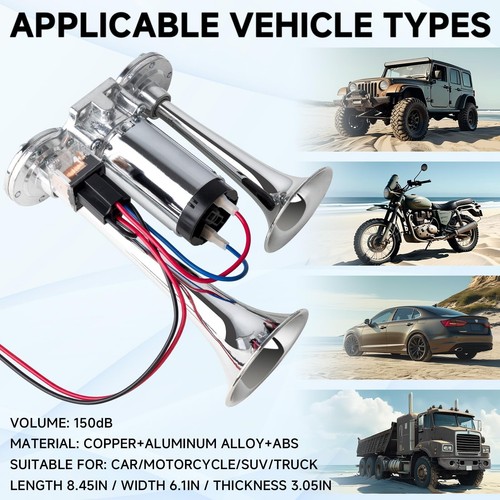 Electric Air Horn with Compressor and Button kit for Any 12V Vehicles Car/Mot... - Picture 3 of 6