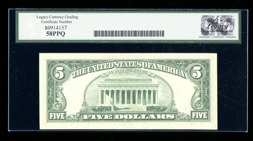 DBR 1974 $5 FRN San Francisco Fr. 1973-L Legacy 58 PPQ Serial L66295902D - Picture 2 of 2