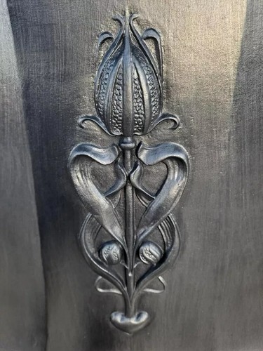 Art Nouveau cast iron fireplace mantel surround fireplace CAST IRON SURROUND - Picture 7 of 10