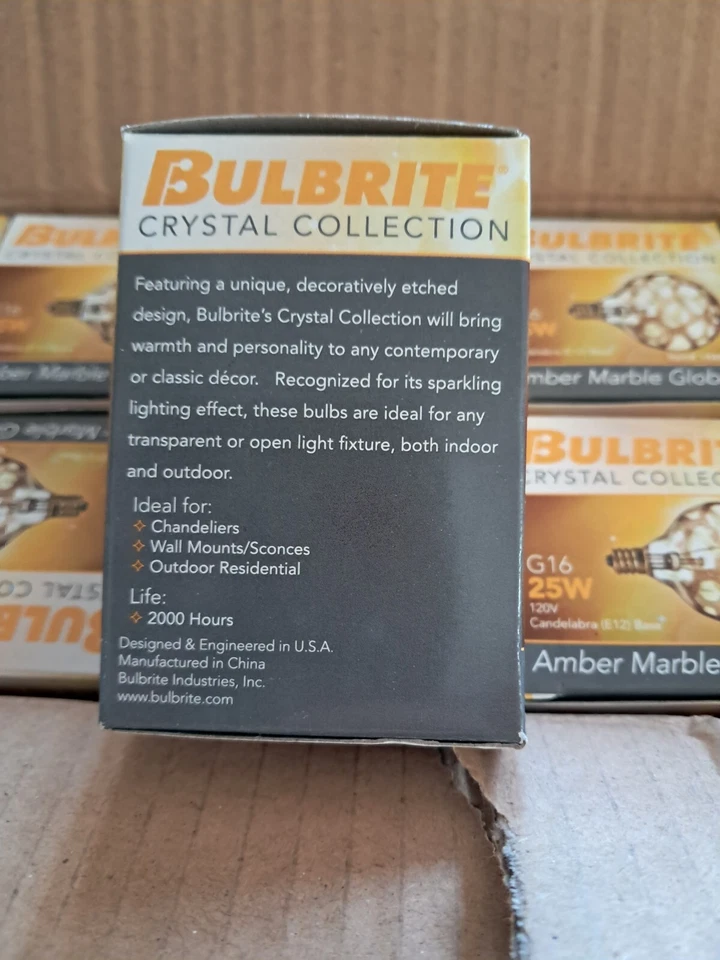Bulbrite Pack of (12) 40 Watt Amber Marble Globe Finish G16 Candelabra - Image 4 of 4