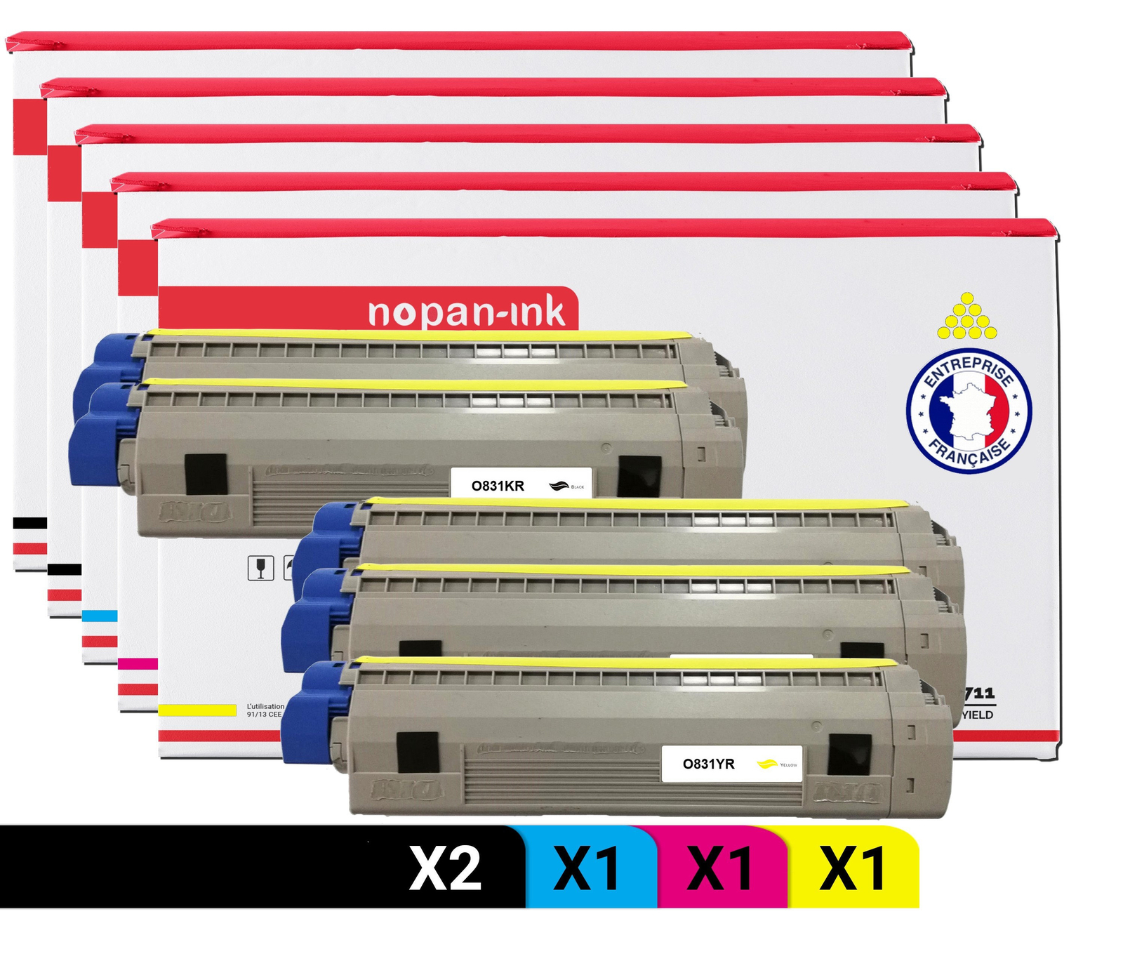 Toners OKI 44844508 lot complet pour imprimante laser de bureau PME