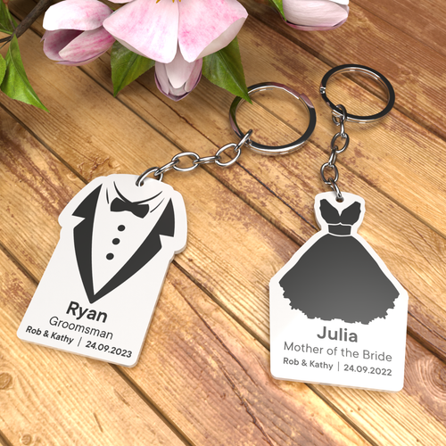 Personalised Wedding Keyring Best Man Bridesmaid Groom Usher Gift - Foto 4 di 4