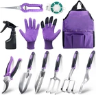 Gardening Tool Set - 11 Piece Aluminum Alloy Steel Hand Tool Starter Kit with Ga