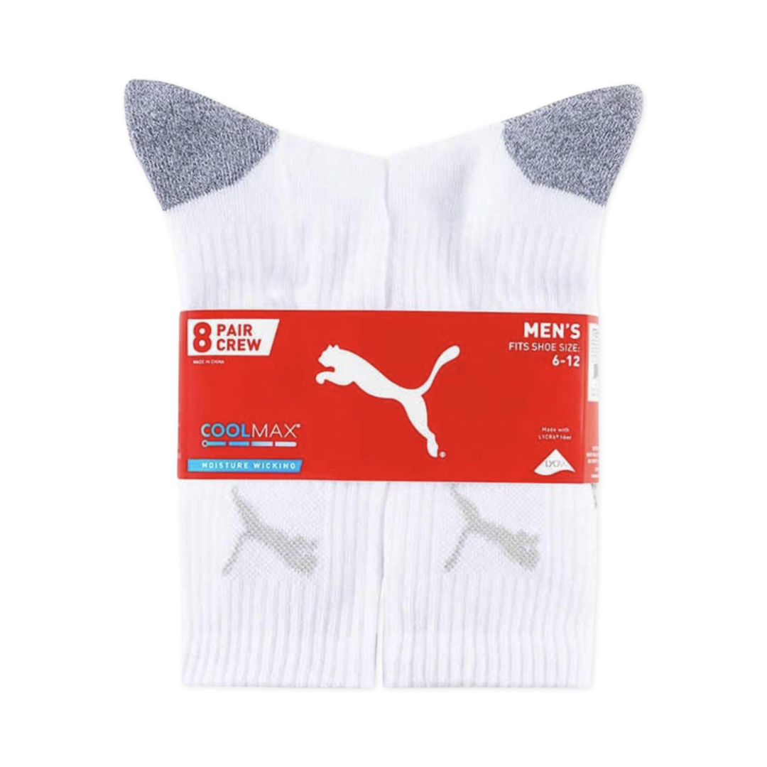 Puma Men's Crew Sock Cool Moisture Wicking Arch Support White/Black 4