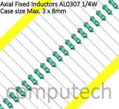 5 pezzi 150 uH 1/4W Induttore serie AL0307 dimensioni massime 3 x 8mm 150uH - Bild 1 von 3
