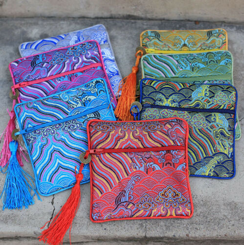 Wholesale 10pcs Square Brocade Silk Coin Bags,Purse,Jewelry candy gift Bag - Picture 1 of 12