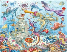 Mermaids in Sunken City 35 Piece Tray Jigsaw Puzzle Larsen New