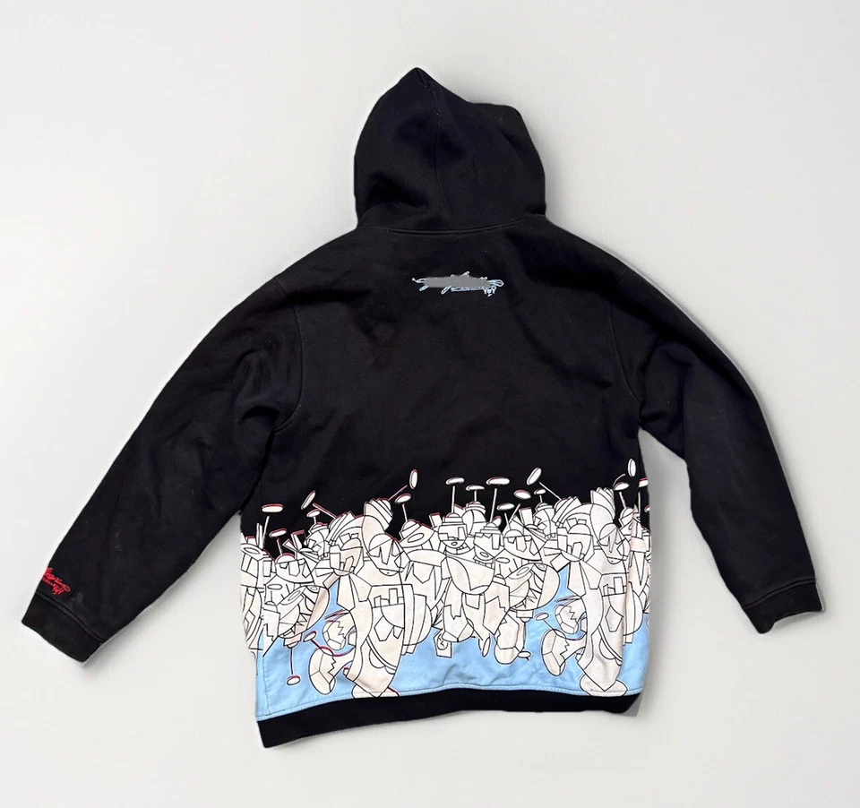 Moletom com capuz MiskeenOriginals 2XL preto azul couro sintético streetwear - Imagem 2 de 4