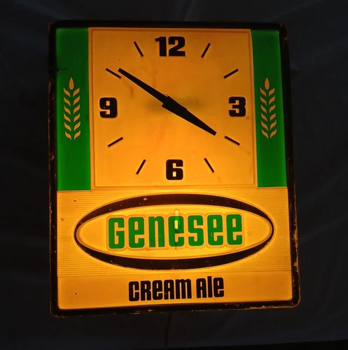 Vintage Genesee Cream Ale Beer Bar Tavern Light Sign -Non Working Clock Project