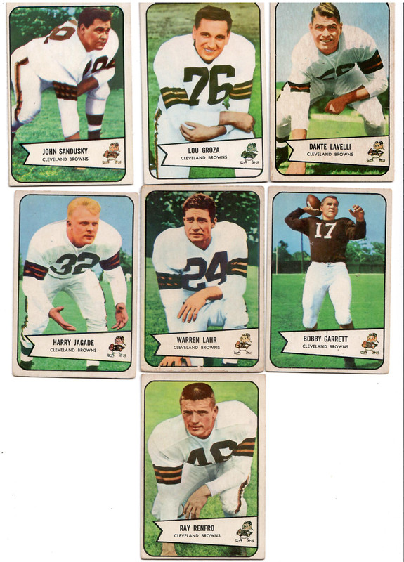 1954 Bowman 7-Cd Browns Lot Groza Renfro Lavelli Sandusky Jagade Lahr Garrett