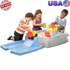 Construction Sandbox W/ Crane Dump Truck Kids Outdoor Playset Toys Accessories