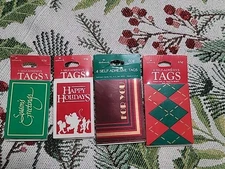 Vintage 18 Hallmark Gift Tags~ Seaedl Unused Self Adhesive ~ Green,Red,Gold
