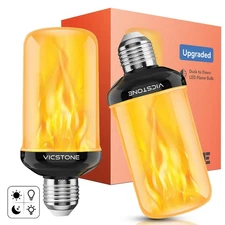 Dusk to Dawn LED Flame Light Bulbs Outdoor 4 Modes Flickering with Upside Down