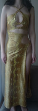 Kostüm Schlange Cobra sexy goldschimmernd Fasching MODELE DEPOSE  Gr .S  34-36