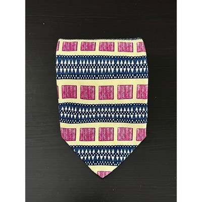 Robert Talbott Premiere Mens Silk Tie Geometric Pink Navy Made in USA 3.75W