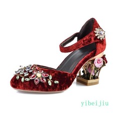 Elegant Women's High Cage Flower Heels Rhinestones Handmade Banquet Shoes Party